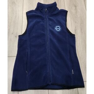 Girl Scouts‎ Navy Blue Fleece Vest Women small Zip Up Stand Collar Logo